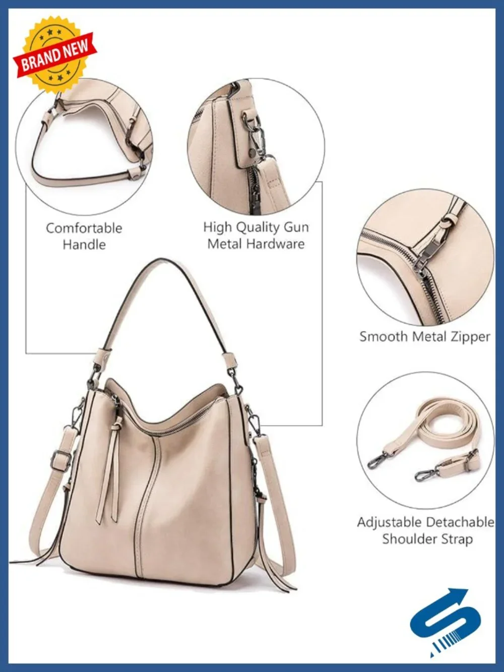 Faux Leather Hobo Crossbody Bag Large Capacity Shoulder Purse